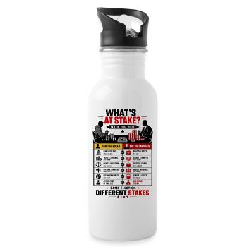 What’s At Stake When You Vote - 20 oz Water Bottle - white - Right