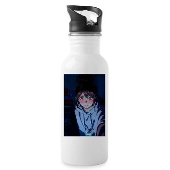 Night Owl Anime Hoodie Glow - 20 oz Water Bottle - white - Right