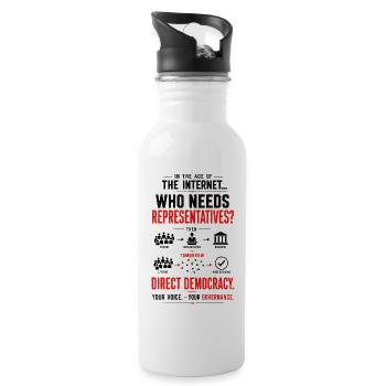 Direct Democracy: Your Voice, Governance - 20 oz Water Bottle - white - Right