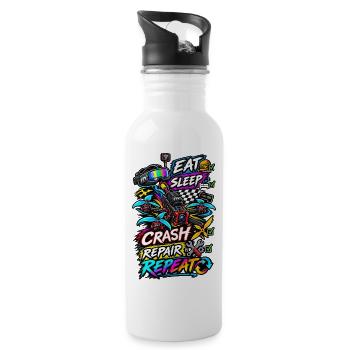 Eat Sleep Crash Repeat FPV Drone Shirt - 20 oz Water Bottle - white - Right