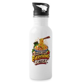Noodles Make Everything Better - 20 oz Water Bottle - white - Right