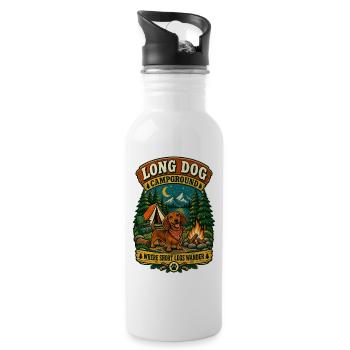 Long Dog Campground Dachshund Camping   - 20 oz Water Bottle - white - Right