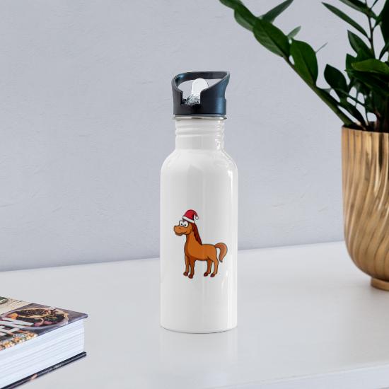Horse Christmas Comic' Water Bottle