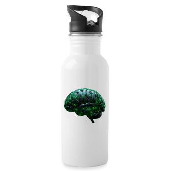 Neon Cyber Brain Circuitry - 20 oz Water Bottle - white - Right
