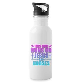 This Girl Runs On Jesus And Horses Christianity - 20 oz Water Bottle - white - Right