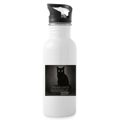 Cat on Banned Books - 20 oz Water Bottle
