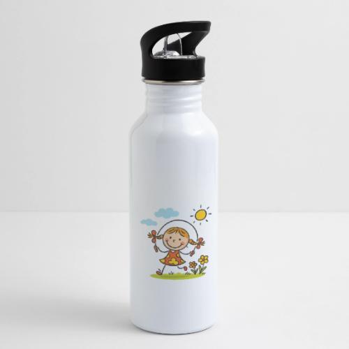 Happy Girl Jump Rope Cartoon T-Shirt - 20 oz Water Bottle