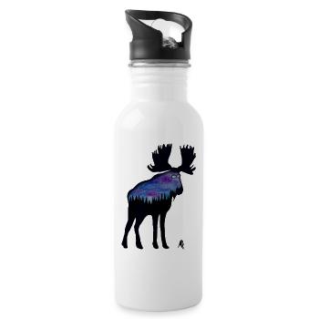 Mystical Hipster Moose - 20 oz Water Bottle - white - Right