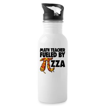 Math Teacher Fueled By Pizza - 20 oz Water Bottle - white - Right