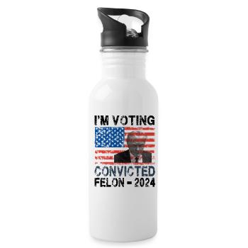 I'm Voting Convicted Felon - 2024 - 20 oz Water Bottle - white - Right