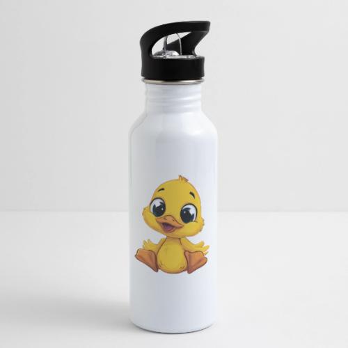 Sweet Yellow Cartoon Duck Sitting Happily - 20 oz Water Bottle