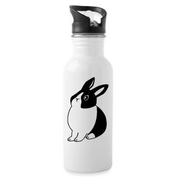 Black And White Dutch Rabbit - 20 oz Water Bottle - white - Right