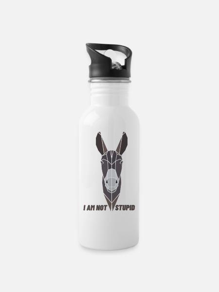 I am not stupid - 20 oz Water Bottle - white