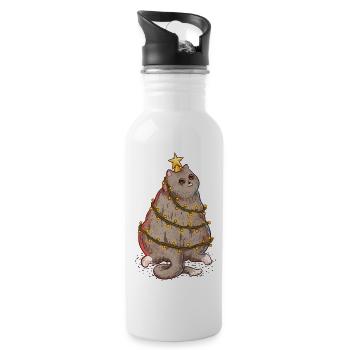 Merry Catmas Funny Chonky Cat Dressed As A - 20 oz Water Bottle - white - Right