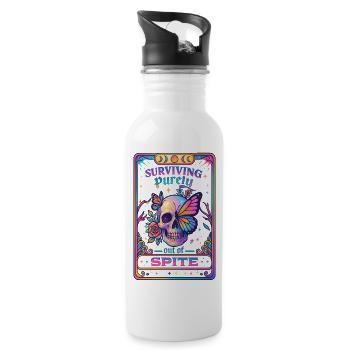 Surviving Purely Out of Spite  - 20 oz Water Bottle - white - Right