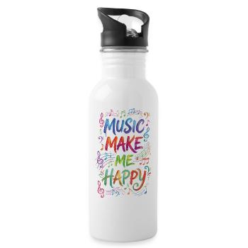 Music Make Me Happy Musical Note Colorful Print - 20 oz Water Bottle - white - Right
