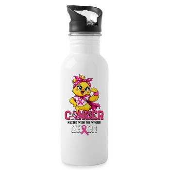 Cancer Messed with Wrong Chick Funny Awareness - 20 oz Water Bottle - white - Right