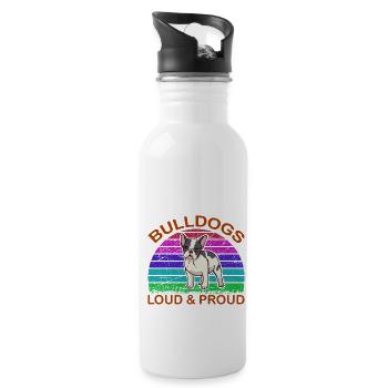 Bulldog Loud and proud dogs lover - 20 oz Water Bottle - white - Right