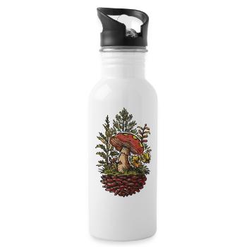 Mushroom Pine Cone Foliage Design - 20 oz Water Bottle - white - Right