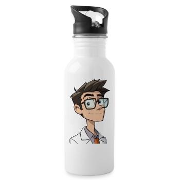 Confident Friendly Scientist Cartoon - 20 oz Water Bottle - white - Right