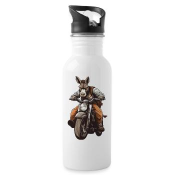 Donkey Motorcyclist / Motorcycle Donkey - 20 oz Water Bottle - white - Right