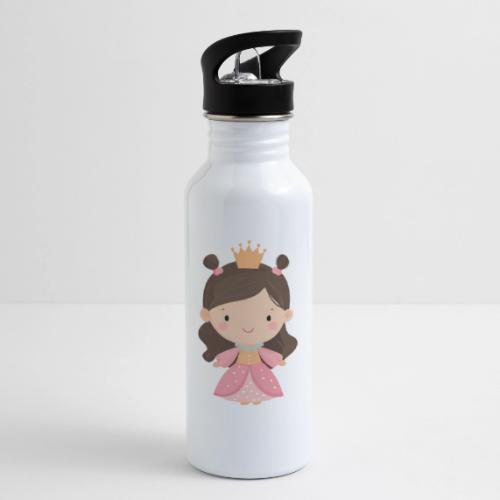 Cute Cartoon Little Princess Standing and Smiling - 20 oz Water Bottle