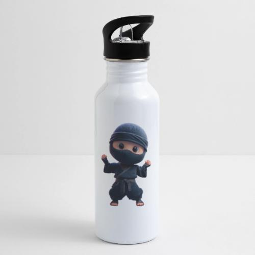 Cute Cartoon Ninja Toddler in Fight Pose - 20 oz Water Bottle
