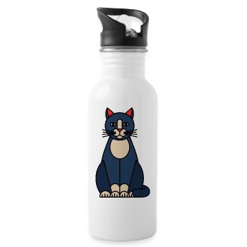 Blue Cat Illustration with Cream Belly - 20 oz Water Bottle - white - Right