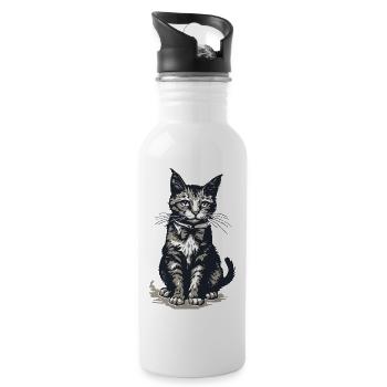 Cat Bowtie Noir - 20 oz Water Bottle - white - Right