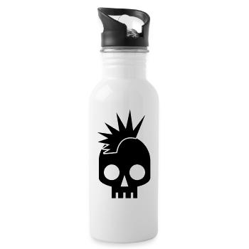 cool skull shape skulls emo with mowhawk - 20 oz Water Bottle - white - Right