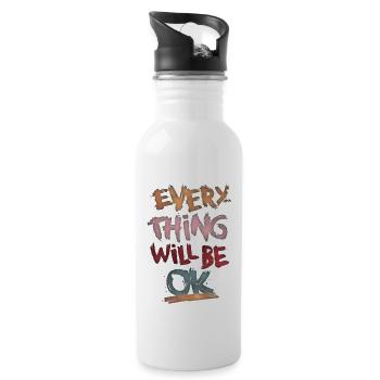 Cute Everything will be ok - 20 oz Water Bottle - white - Right