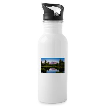 Mountain Lake Reflections in Pines - 20 oz Water Bottle - white - Right