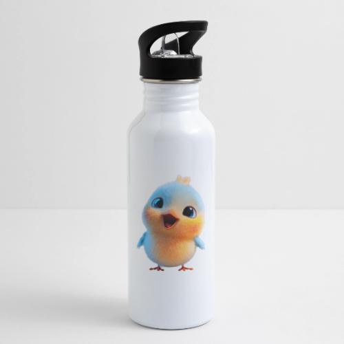 Colorful Cartoon Baby Bird in Orange and Blue - 20 oz Water Bottle