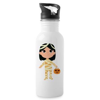 Halloween Kid Dressed As Mummy Holding Pumpkin - 20 oz Water Bottle - white - Right