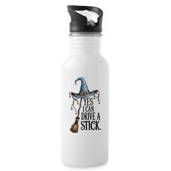 Blue Witch Hat with Bells and Broom - 20 oz Water Bottle - white - Right