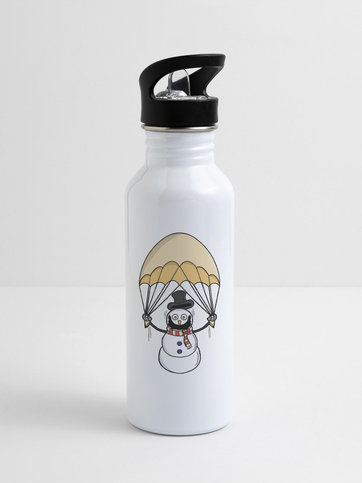 Parachuting Snowman - 20 oz Water Bottle - white - Right