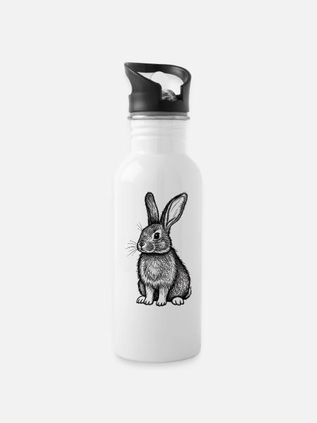 Moonlit Rabbit Sketch Tee - 20 oz Water Bottle - white