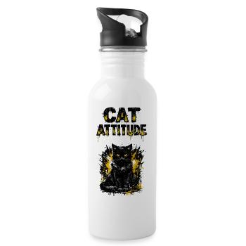 Noir Cat Graffiti Glow - 20 oz Water Bottle - white - Right