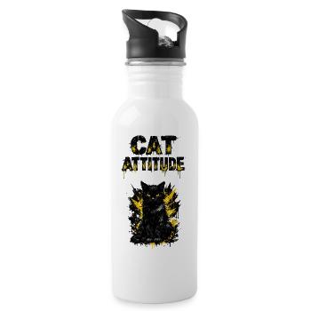Neon Noir Cat Graffiti - 20 oz Water Bottle - white - Right