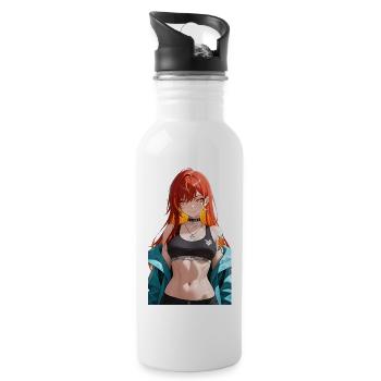 Lewd Orange Hair Black Bra Crop Top NSFW - 20 oz Water Bottle - white - Right