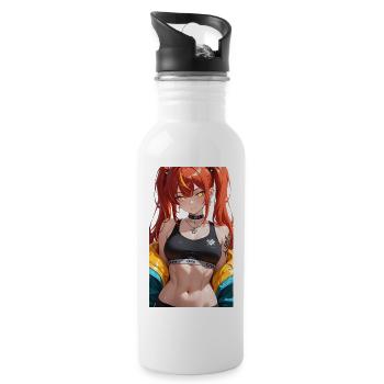  Lewd Red Twin Tails Black Crop Top NSFW - 20 oz Water Bottle - white - Right