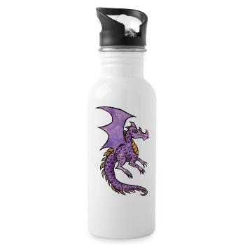 Amethyst Dragon Watercolor Wyrm - 20 oz Water Bottle - white - Right