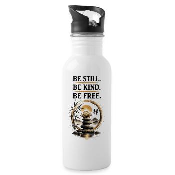  Gold Zen Cairn Lotus Yoga Zen Meditation Decor - 20 oz Water Bottle - white - Right