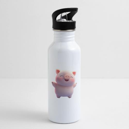 Cute Cartoon Baby Pig Standing Arms Up - 20 oz Water Bottle