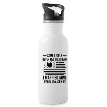 Police Officer Wife Blue Line Cop Wife Police Wife - 20 oz Water Bottle - white - Right
