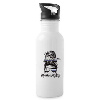 Police Wife Blue Line Cop Wife Police Officer Wife - 20 oz Water Bottle - white - Right