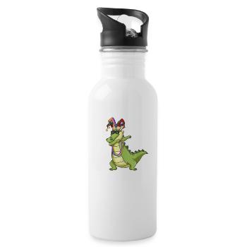 Mardi Gras Alligator Dab Dabbing Dance Jester Hat - 20 oz Water Bottle - white - Right