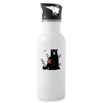 Happy bear with a cup of tea - 20 oz Water Bottle - white - Right