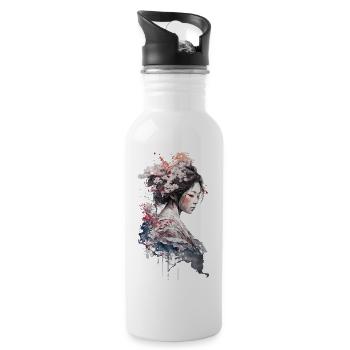 Aesthetic Japanese Art Geisha With Rose - 20 oz Water Bottle - white - Right