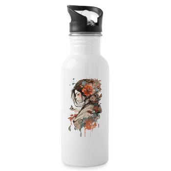 Aesthetic Japanese Art Geisha With Rose - 20 oz Water Bottle - white - Right